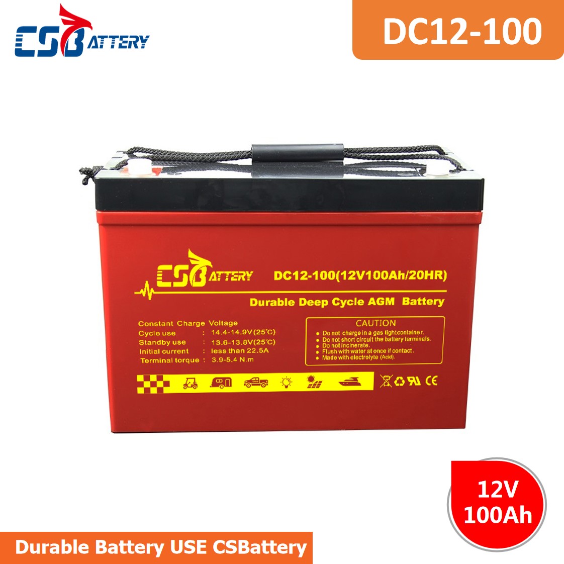 DC12-100 12V 100Ah Deep Cycle AGM Battery