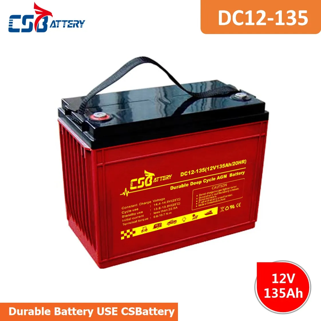 DC12-135 12V 135Ah Deep Cycle AGM Battery heavy duty battery, long life battery, maintenance free, high discharge rate,