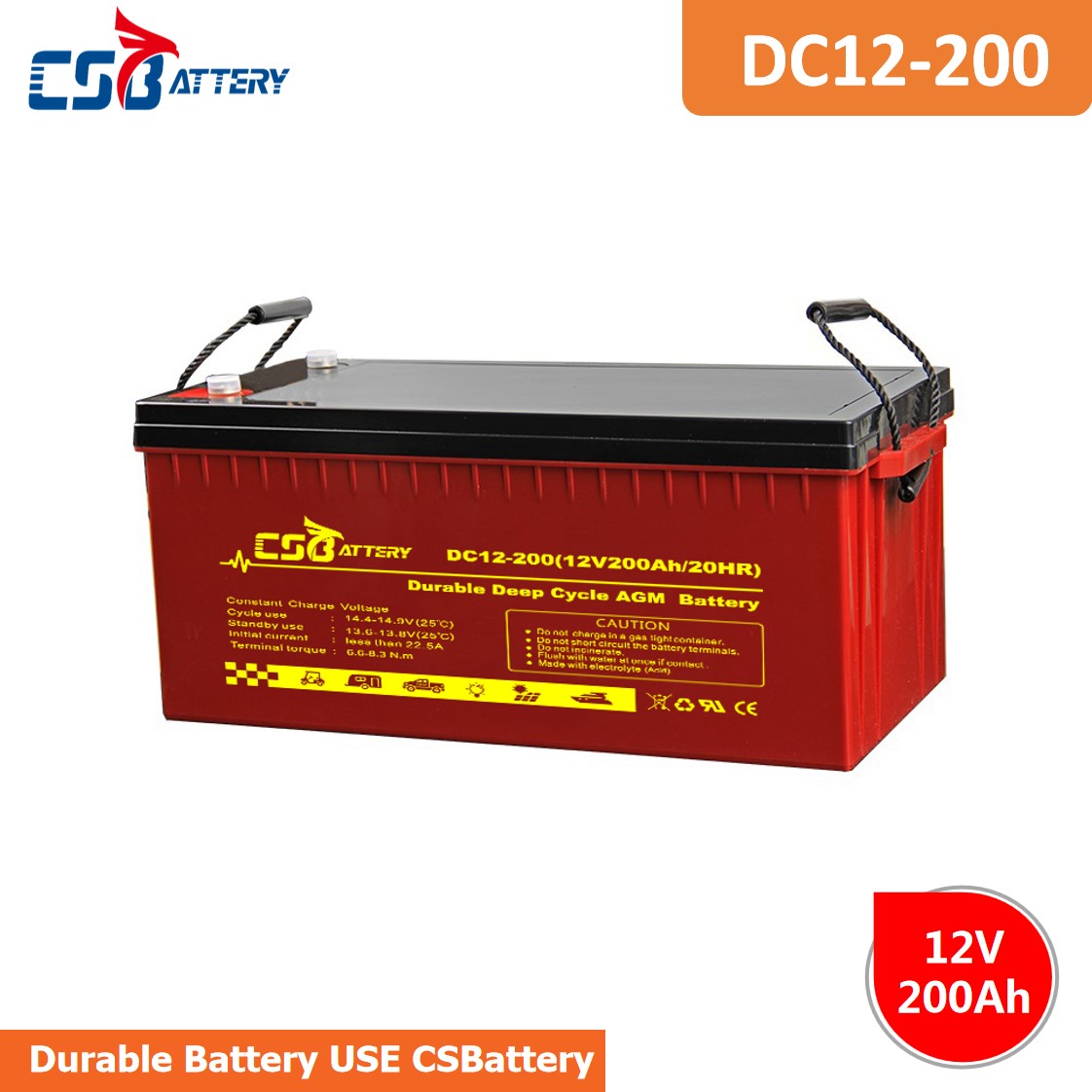 DC12-200 12V 200Ah Deep Cycle AGM Battery