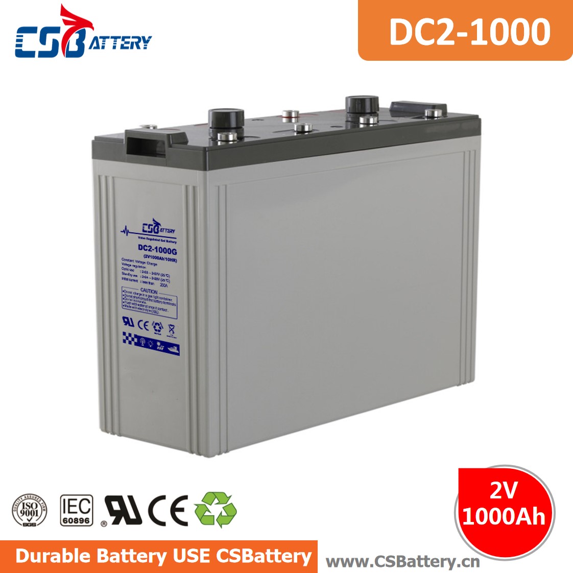 DC2-1000 2V 200Ah Deep Cycle Gel Batery