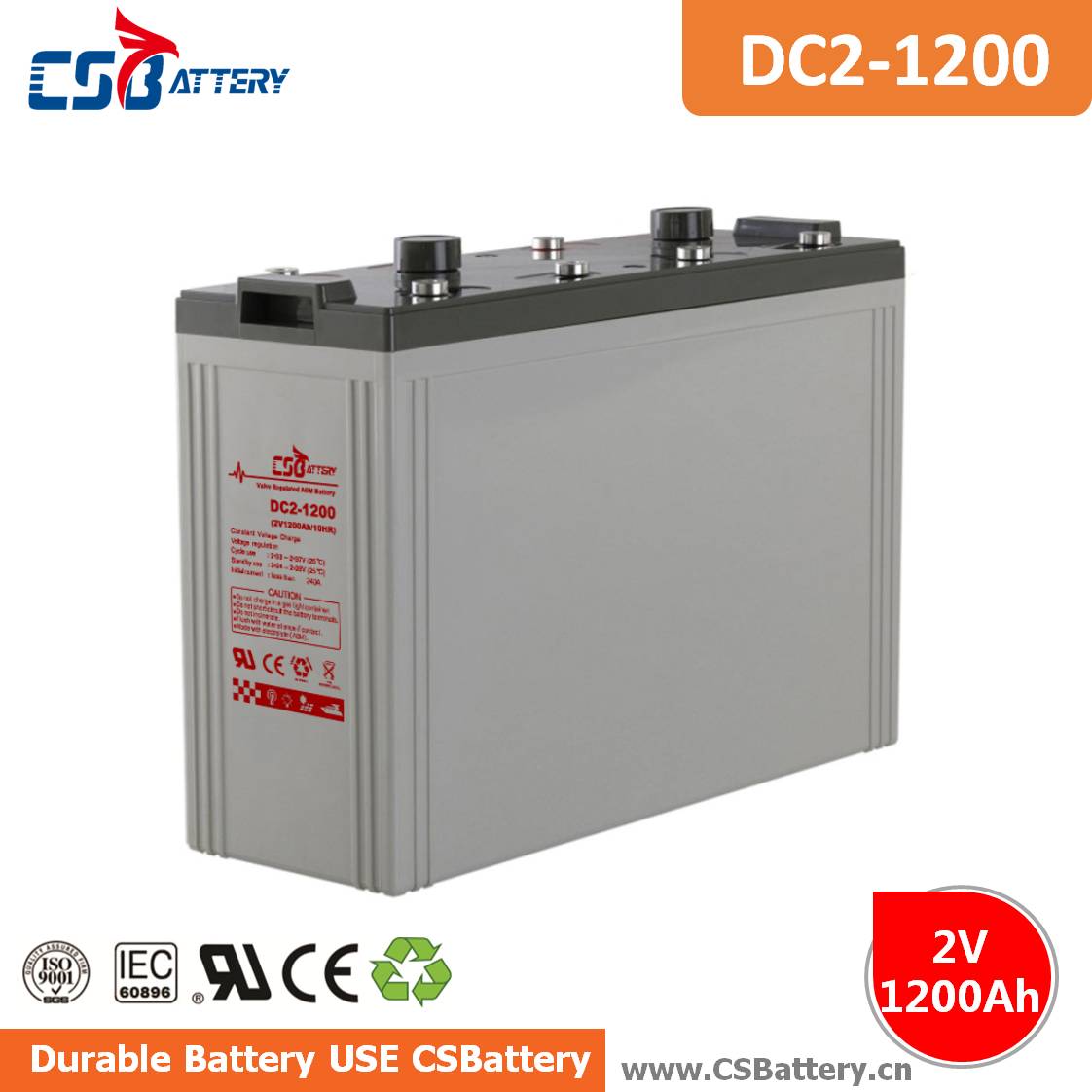 DC2-1200 2V 1200Ah Deep Cycle AGM Battery