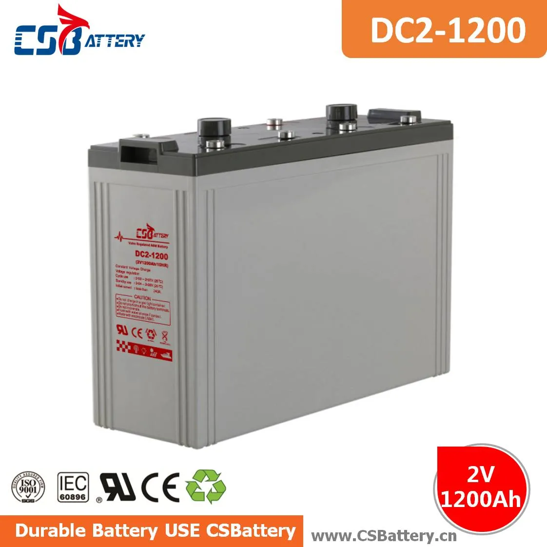 DC2-1200 2V 1200Ah Deep Cycle AGM Battery heavy duty battery, long life battery, maintenance free, high discharge rate, renewable energy storage, backup power supply,