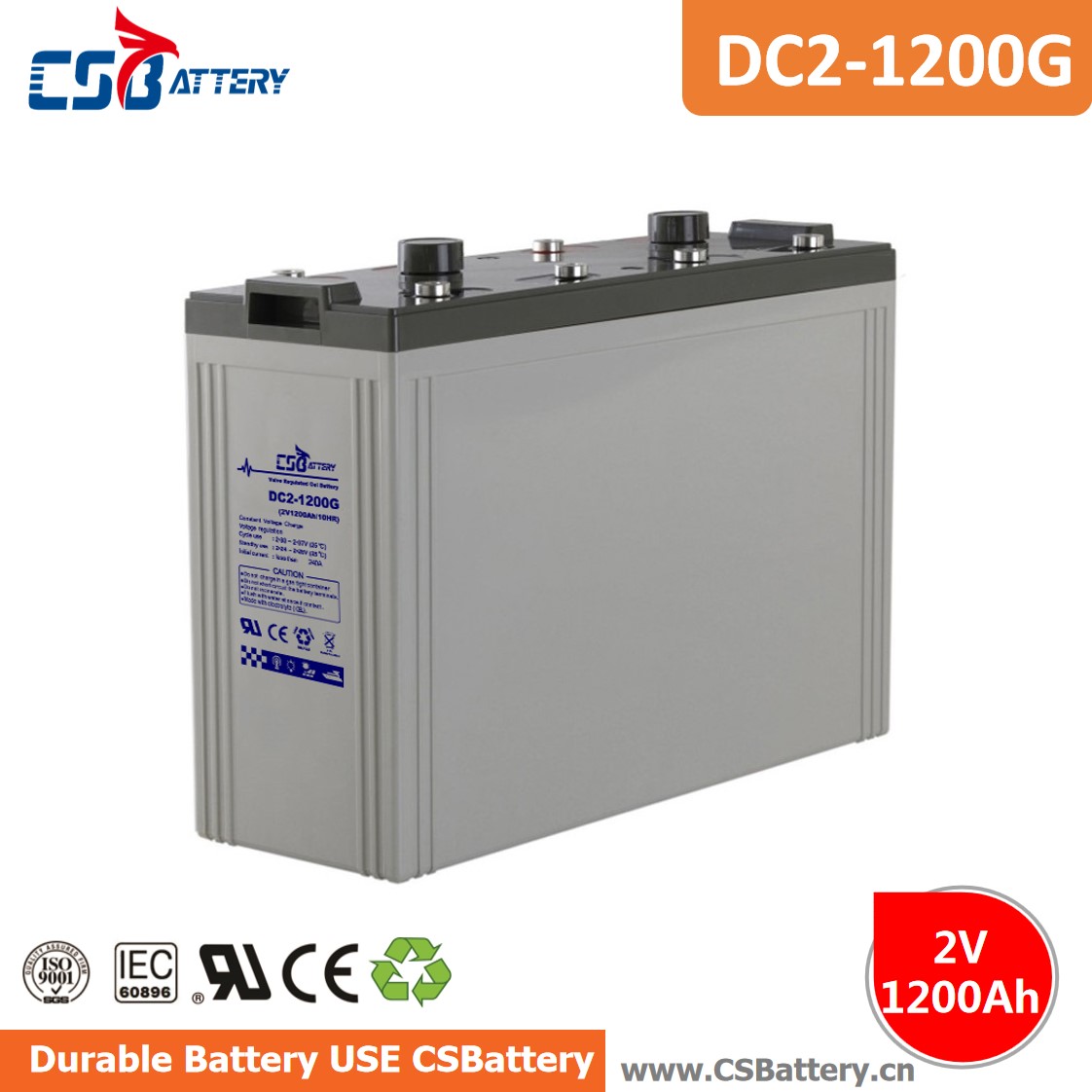 DC2-1200 2V 200Ah Deep Cycle Gel Batery