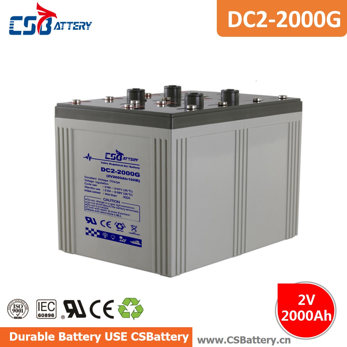 DC2-2000 2V 2000Ah Deep Cycle Gel Batery