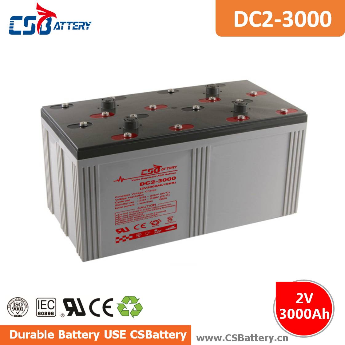 DC2-3000 2V 3000 Ah Deep Cycle AGM Battery