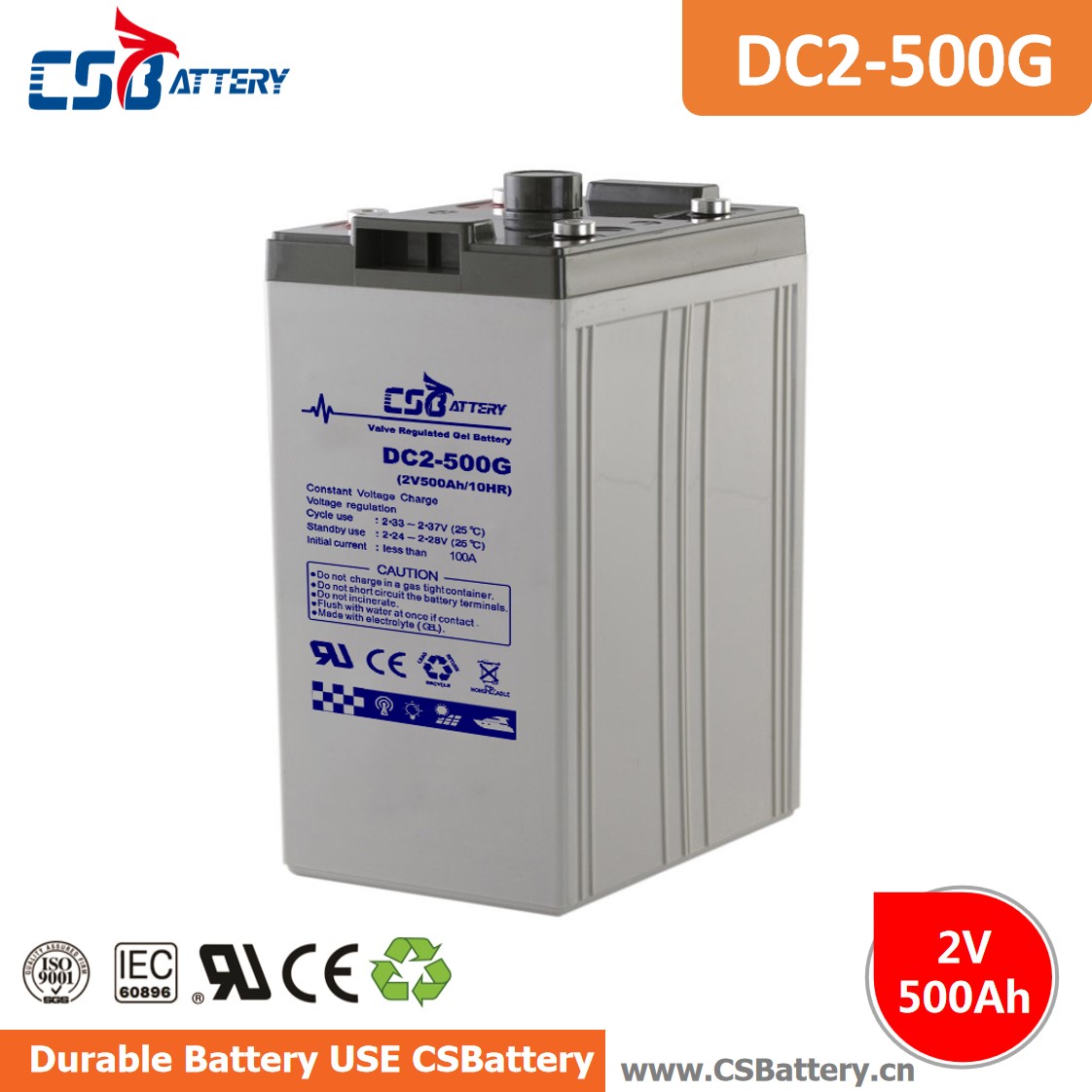 DC2-500 2V 200Ah Deep Cycle Gel Batery