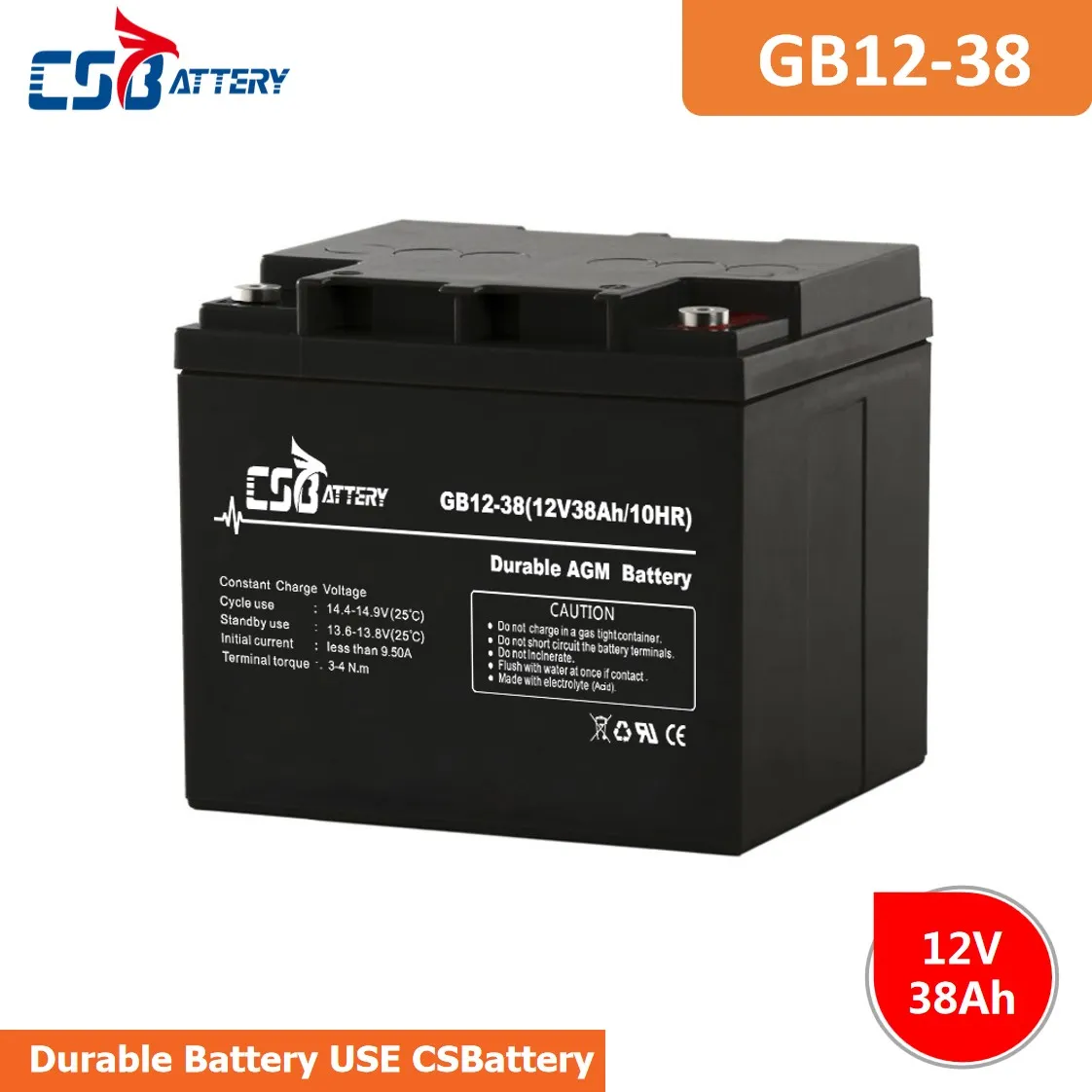 GB12-38 12V 38Ah Lead Acid AGM VRLA Battery stationary battery, energy storage solution, heavy duty battery, long life battery,