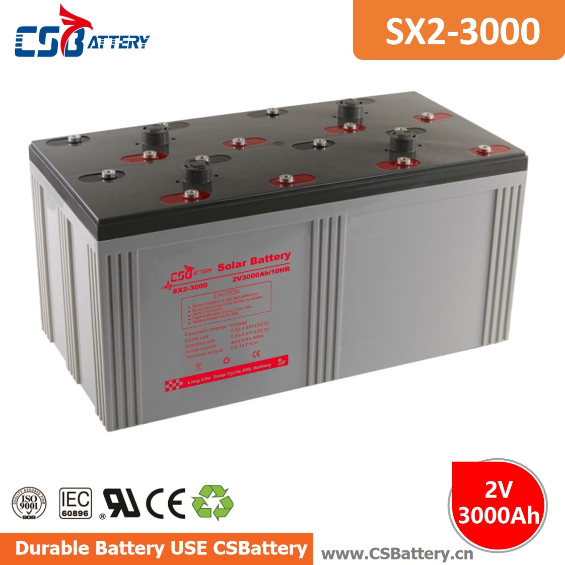 SX2-3000 2V 3000Ah Deep Cycle GEL Battery